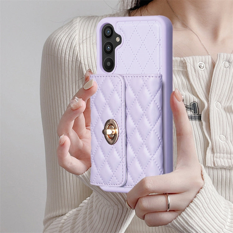 For Samsung Galaxy A34 5G Horizontal Metal Buckle Wallet Rhombic Leather Phone Case
