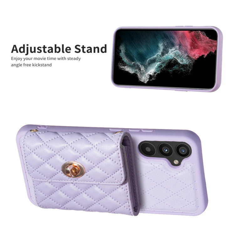 For Samsung Galaxy A34 5G Horizontal Metal Buckle Wallet Rhombic Leather Phone Case