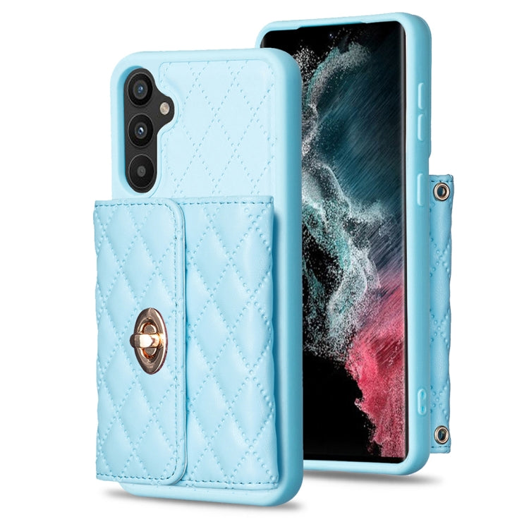 For Samsung Galaxy A34 5G Horizontal Metal Buckle Wallet Rhombic Leather Phone Case