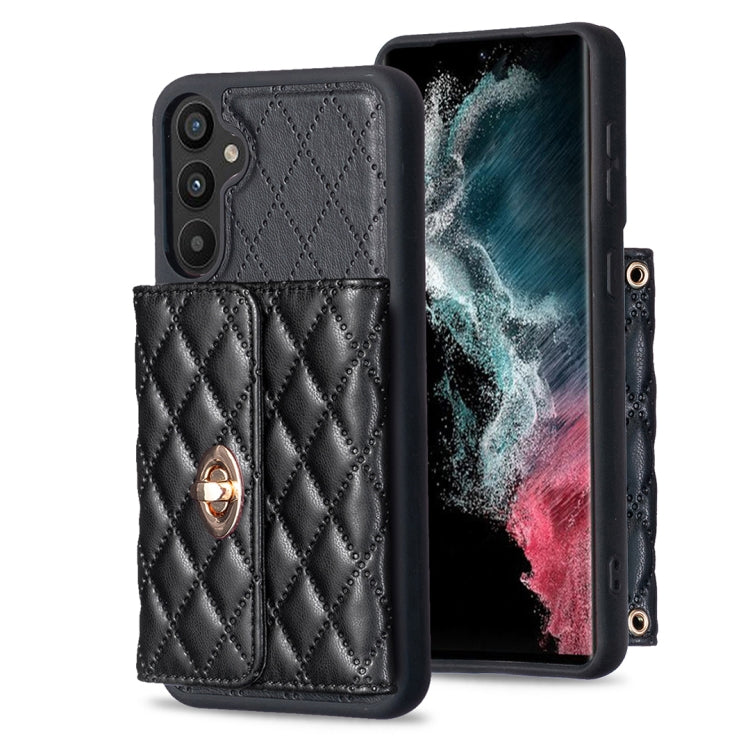 For Samsung Galaxy A34 5G Horizontal Metal Buckle Wallet Rhombic Leather Phone Case