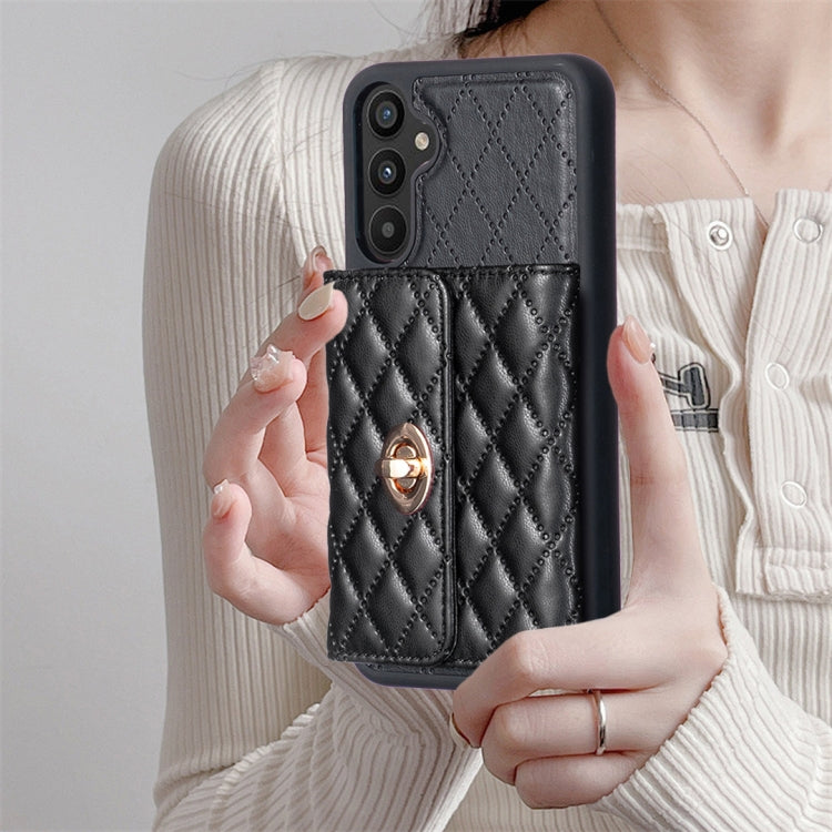 For Samsung Galaxy A34 5G Horizontal Metal Buckle Wallet Rhombic Leather Phone Case