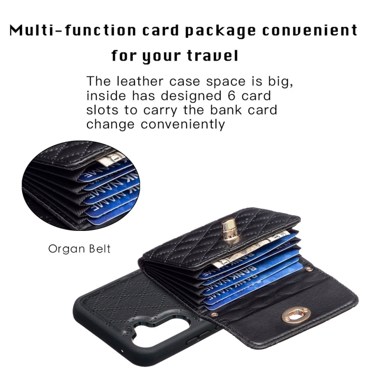 For Samsung Galaxy A34 5G Horizontal Metal Buckle Wallet Rhombic Leather Phone Case