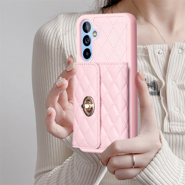For Samsung Galaxy A54 5G Horizontal Metal Buckle Wallet Rhombic Leather Phone Case