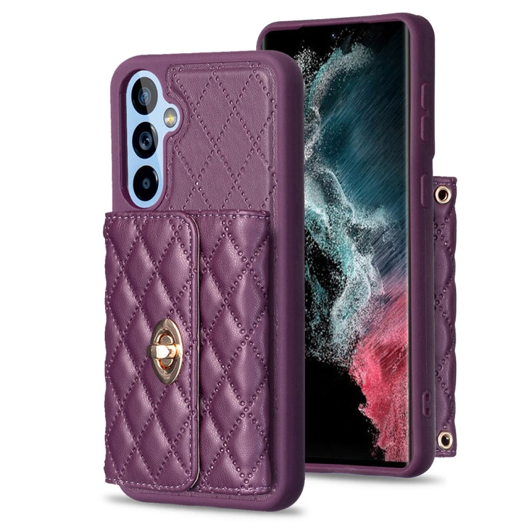 For Samsung Galaxy A54 5G Horizontal Metal Buckle Wallet Rhombic Leather Phone Case