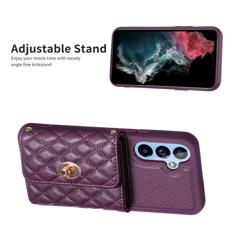 For Samsung Galaxy A54 5G Horizontal Metal Buckle Wallet Rhombic Leather Phone Case