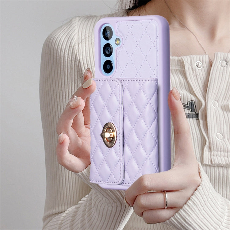 For Samsung Galaxy A54 5G Horizontal Metal Buckle Wallet Rhombic Leather Phone Case