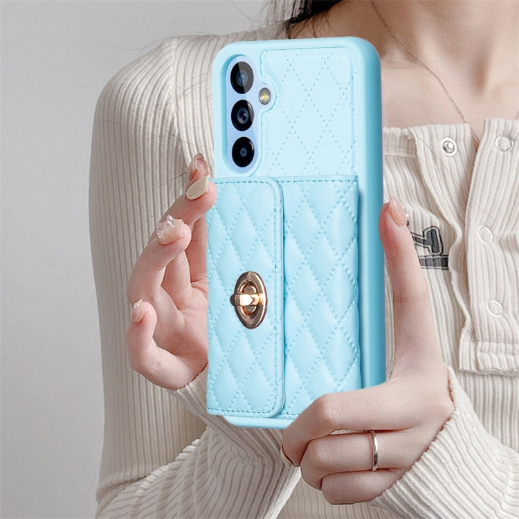 For Samsung Galaxy A54 5G Horizontal Metal Buckle Wallet Rhombic Leather Phone Case