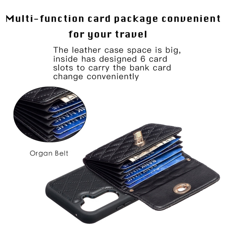 For Samsung Galaxy A54 5G Horizontal Metal Buckle Wallet Rhombic Leather Phone Case