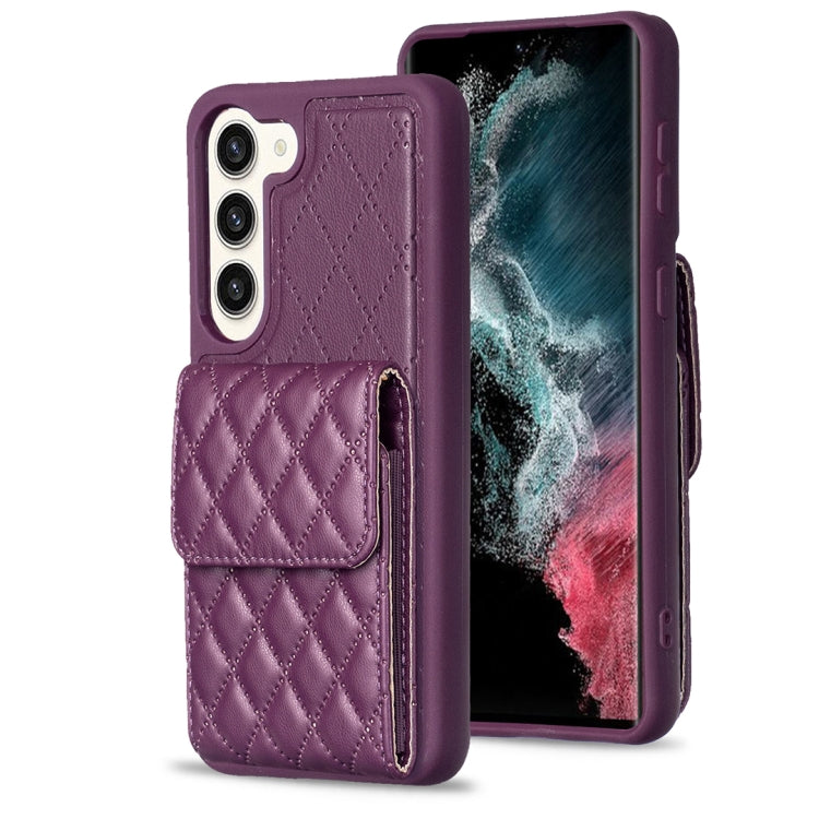 For Samsung Galaxy S23+ 5G Vertical Wallet Rhombic Leather Phone Case