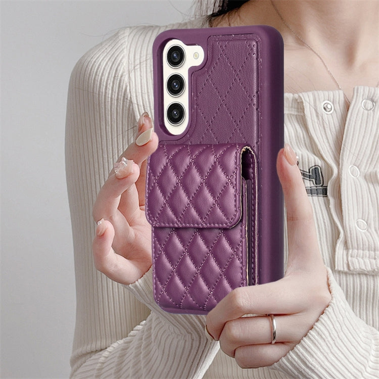 For Samsung Galaxy S23+ 5G Vertical Wallet Rhombic Leather Phone Case