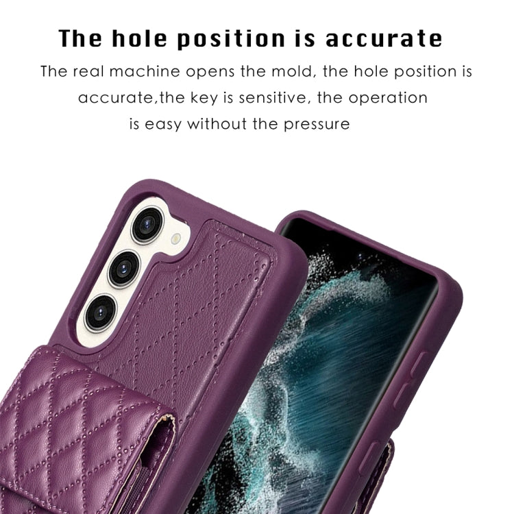 For Samsung Galaxy S23+ 5G Vertical Wallet Rhombic Leather Phone Case