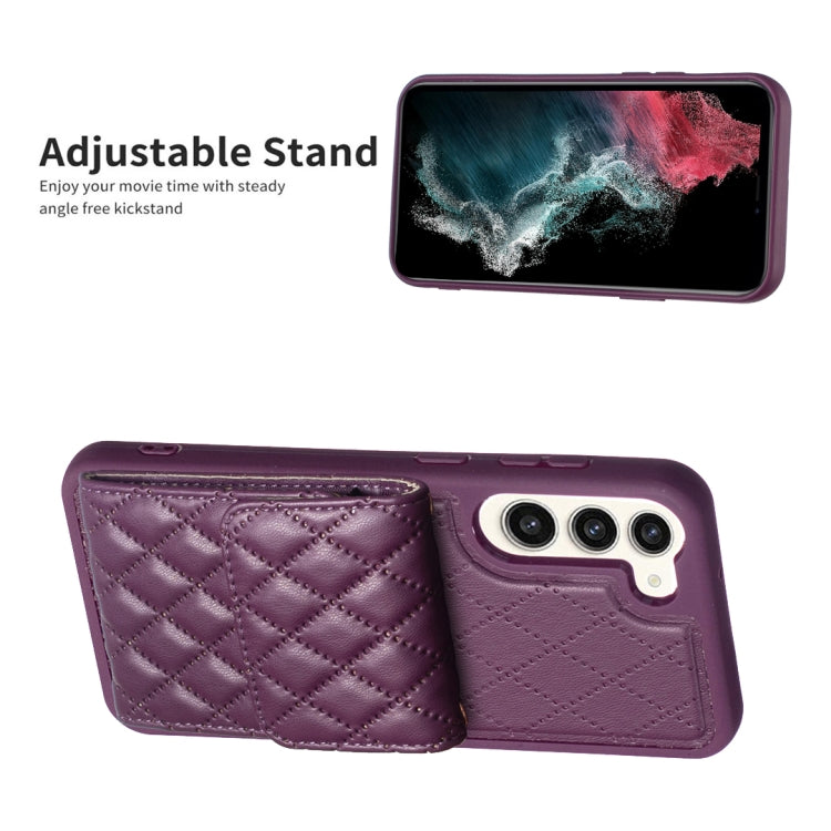 For Samsung Galaxy S23+ 5G Vertical Wallet Rhombic Leather Phone Case
