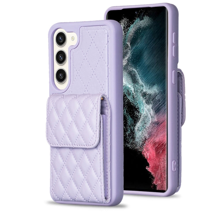 For Samsung Galaxy S23+ 5G Vertical Wallet Rhombic Leather Phone Case