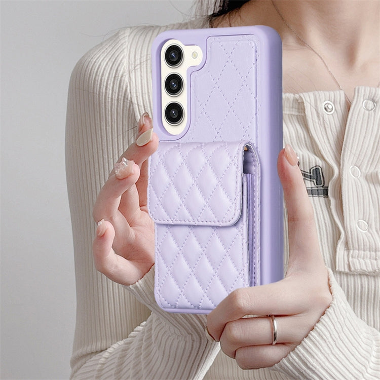 For Samsung Galaxy S23+ 5G Vertical Wallet Rhombic Leather Phone Case