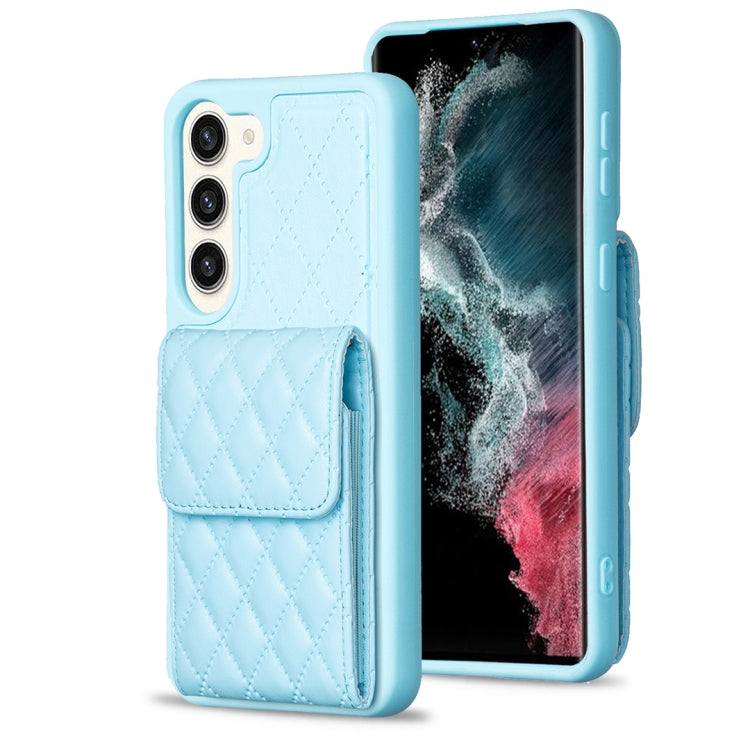 For Samsung Galaxy S23+ 5G Vertical Wallet Rhombic Leather Phone Case
