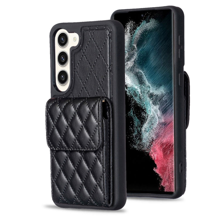 For Samsung Galaxy S23+ 5G Vertical Wallet Rhombic Leather Phone Case