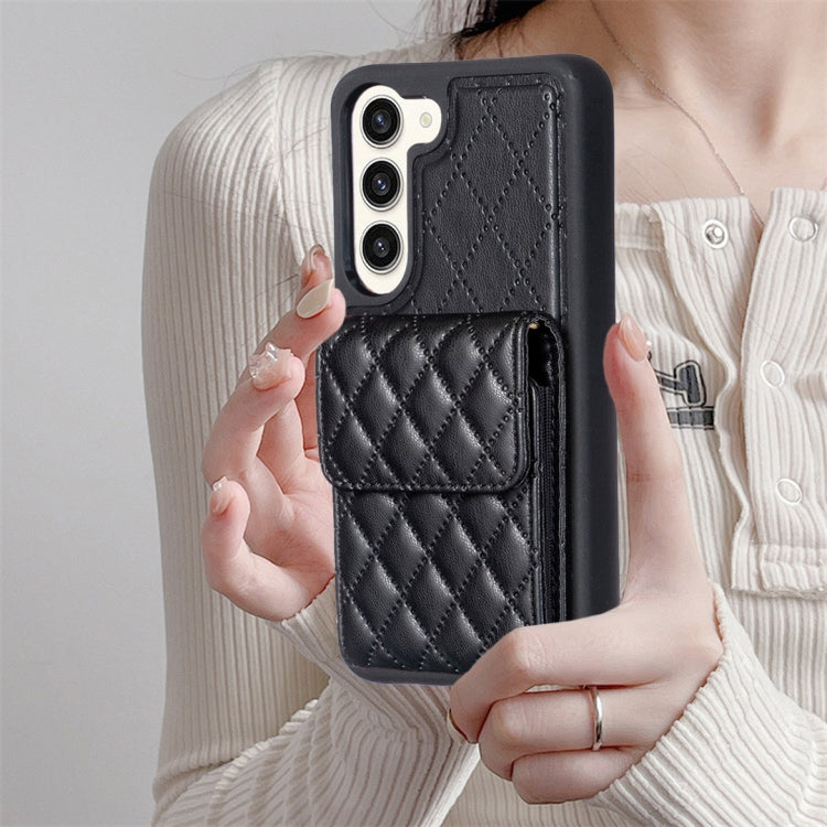 For Samsung Galaxy S23+ 5G Vertical Wallet Rhombic Leather Phone Case