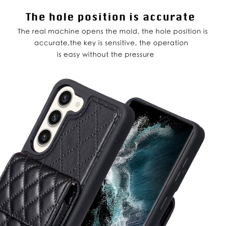 For Samsung Galaxy S23+ 5G Vertical Wallet Rhombic Leather Phone Case
