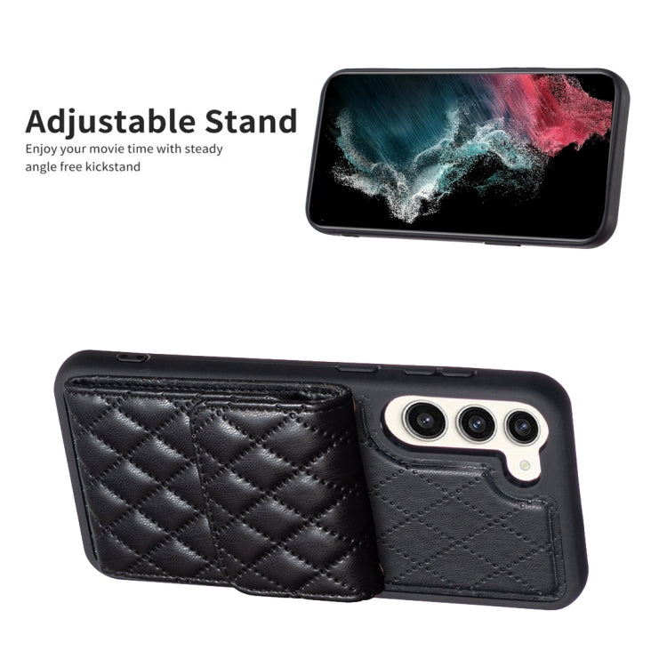 For Samsung Galaxy S23+ 5G Vertical Wallet Rhombic Leather Phone Case