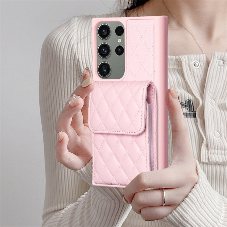 For Samsung Galaxy S23 Ultra 5G Vertical Wallet Rhombic Leather Phone Case