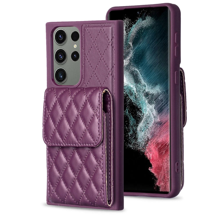 For Samsung Galaxy S23 Ultra 5G Vertical Wallet Rhombic Leather Phone Case