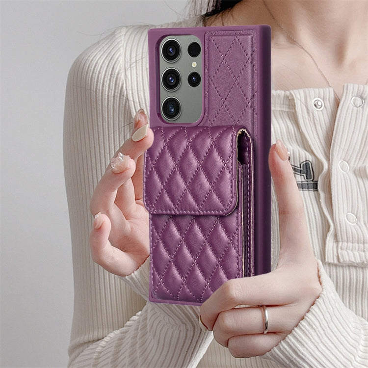 For Samsung Galaxy S23 Ultra 5G Vertical Wallet Rhombic Leather Phone Case