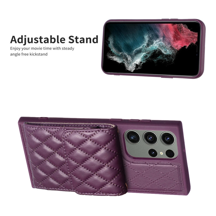 For Samsung Galaxy S23 Ultra 5G Vertical Wallet Rhombic Leather Phone Case