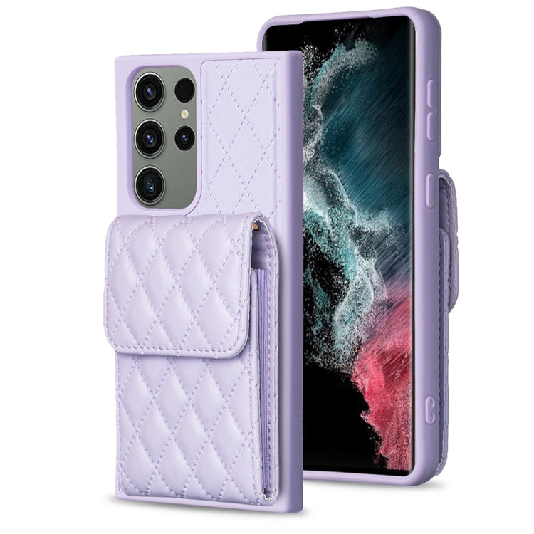 For Samsung Galaxy S23 Ultra 5G Vertical Wallet Rhombic Leather Phone Case