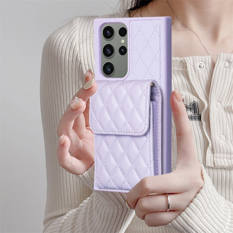 For Samsung Galaxy S23 Ultra 5G Vertical Wallet Rhombic Leather Phone Case