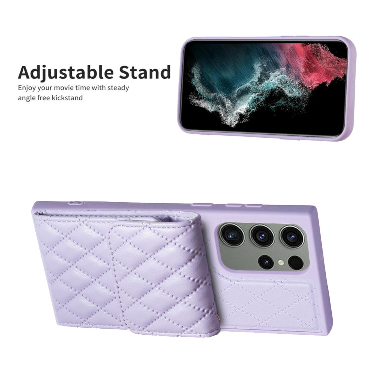 For Samsung Galaxy S23 Ultra 5G Vertical Wallet Rhombic Leather Phone Case