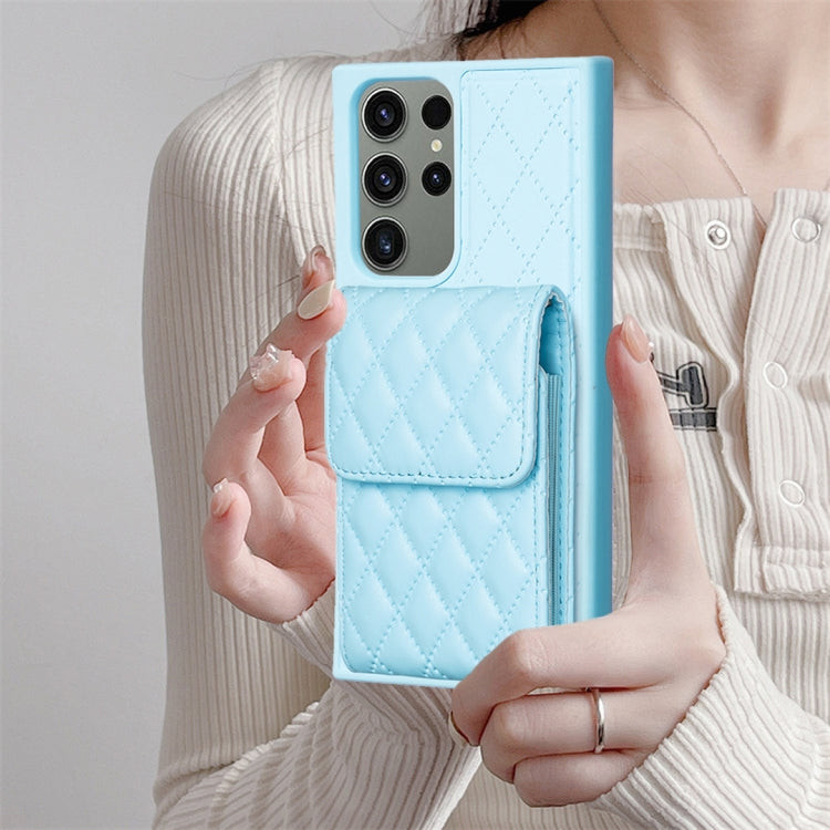 For Samsung Galaxy S23 Ultra 5G Vertical Wallet Rhombic Leather Phone Case