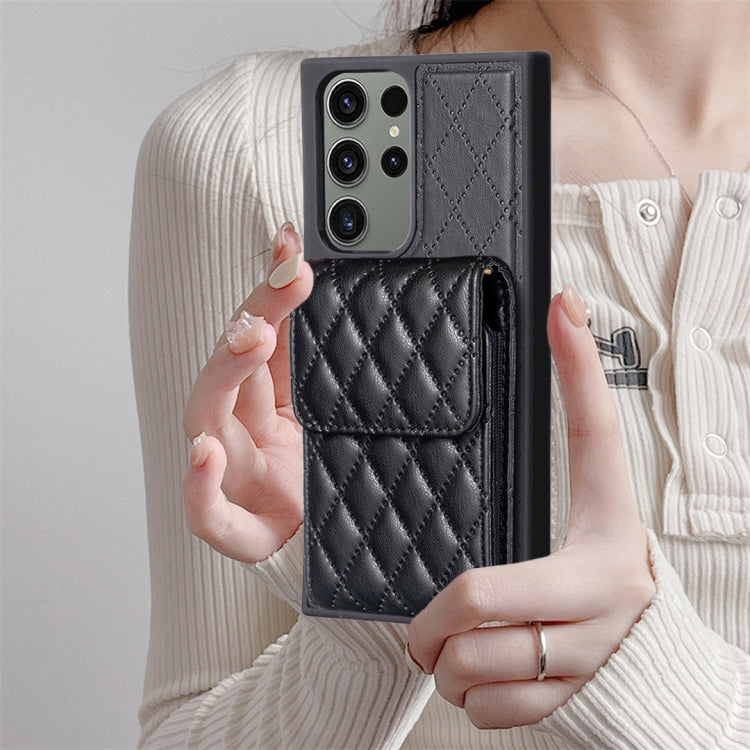 For Samsung Galaxy S23 Ultra 5G Vertical Wallet Rhombic Leather Phone Case
