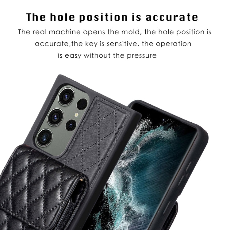 For Samsung Galaxy S23 Ultra 5G Vertical Wallet Rhombic Leather Phone Case