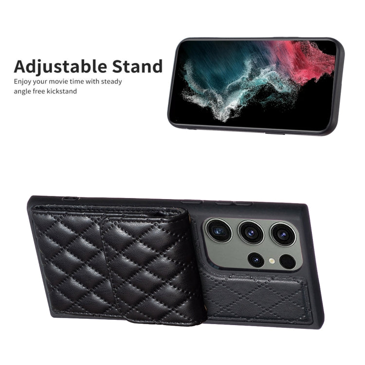 For Samsung Galaxy S23 Ultra 5G Vertical Wallet Rhombic Leather Phone Case
