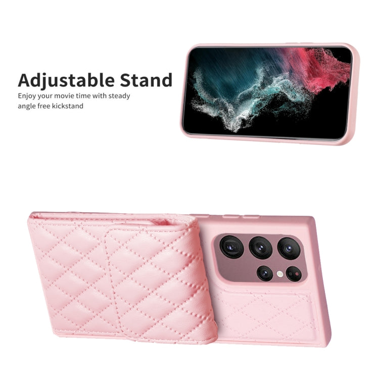 For Samsung Galaxy S22 Ultra 5G Vertical Wallet Rhombic Leather Phone Case