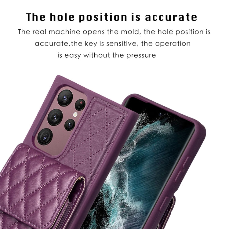 For Samsung Galaxy S22 Ultra 5G Vertical Wallet Rhombic Leather Phone Case