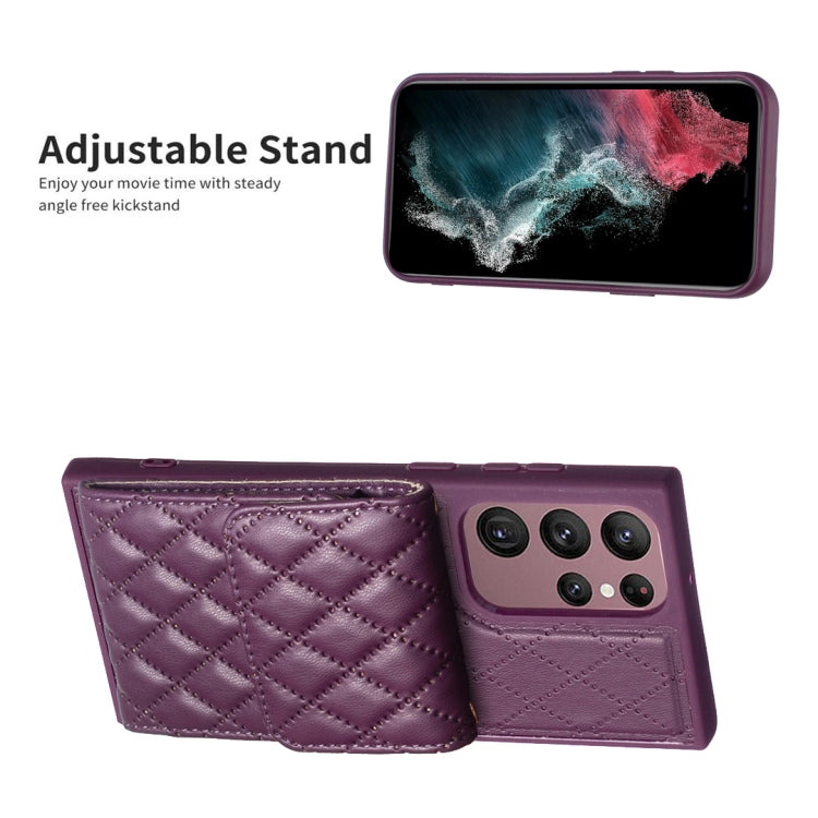 For Samsung Galaxy S22 Ultra 5G Vertical Wallet Rhombic Leather Phone Case