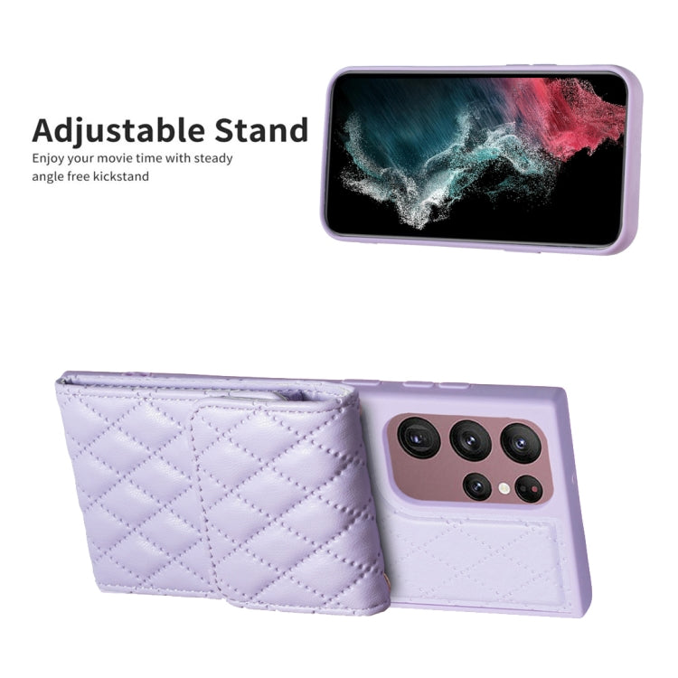 For Samsung Galaxy S22 Ultra 5G Vertical Wallet Rhombic Leather Phone Case