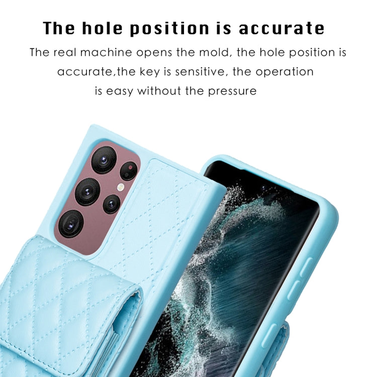 For Samsung Galaxy S22 Ultra 5G Vertical Wallet Rhombic Leather Phone Case
