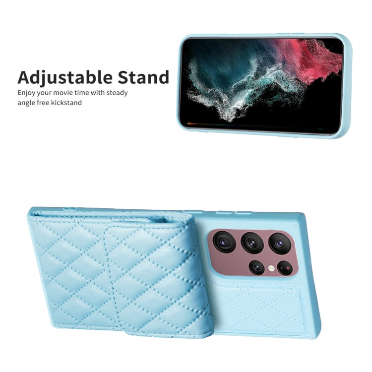 For Samsung Galaxy S22 Ultra 5G Vertical Wallet Rhombic Leather Phone Case