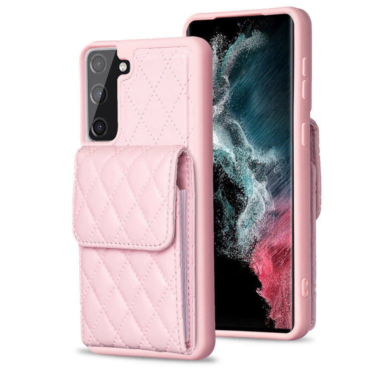 For Samsung Galaxy S21 FE 5G Vertical Wallet Rhombic Leather Phone Case