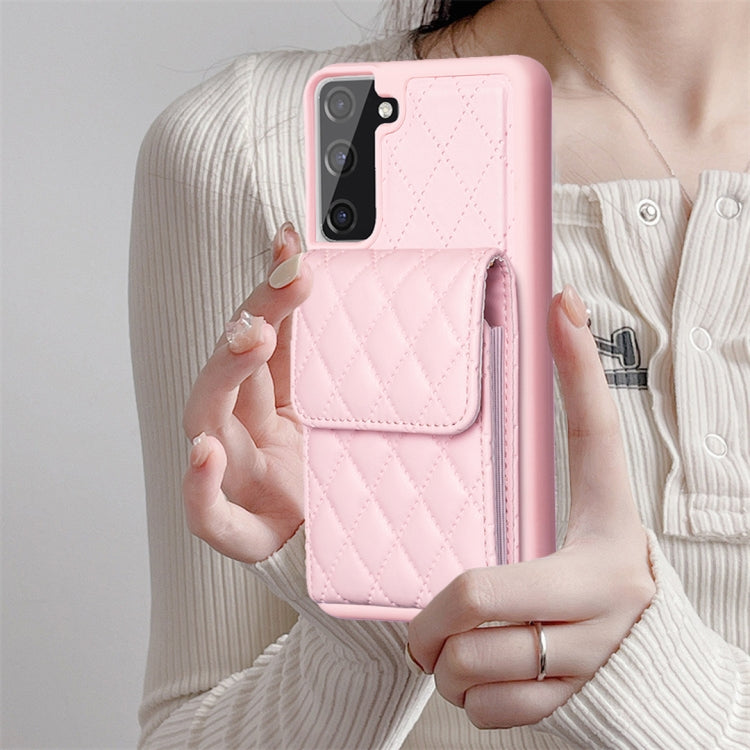 For Samsung Galaxy S21 FE 5G Vertical Wallet Rhombic Leather Phone Case