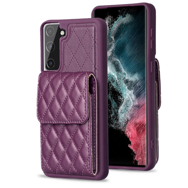 For Samsung Galaxy S21 FE 5G Vertical Wallet Rhombic Leather Phone Case