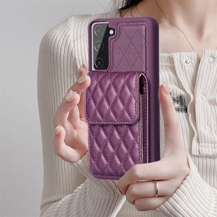 For Samsung Galaxy S21 FE 5G Vertical Wallet Rhombic Leather Phone Case