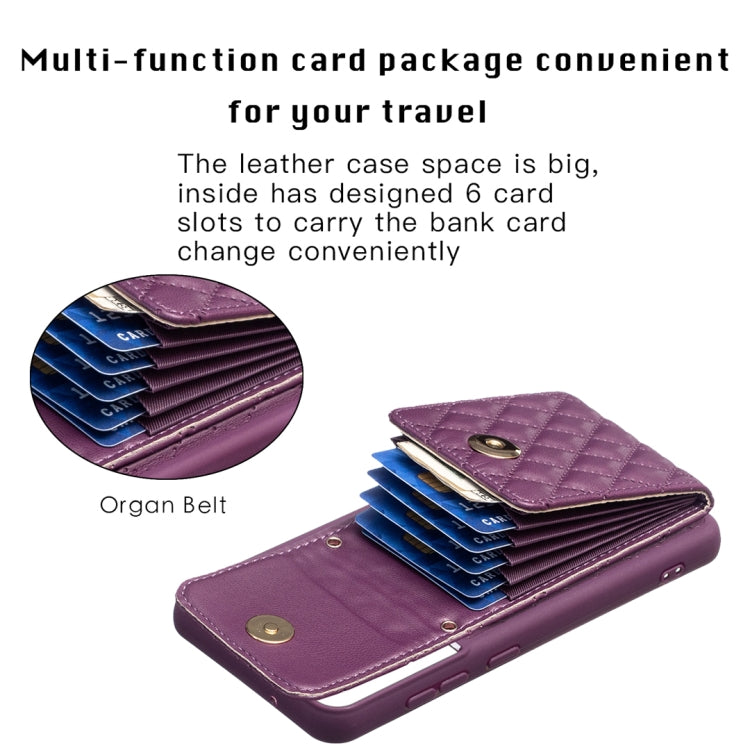 For Samsung Galaxy S21 FE 5G Vertical Wallet Rhombic Leather Phone Case