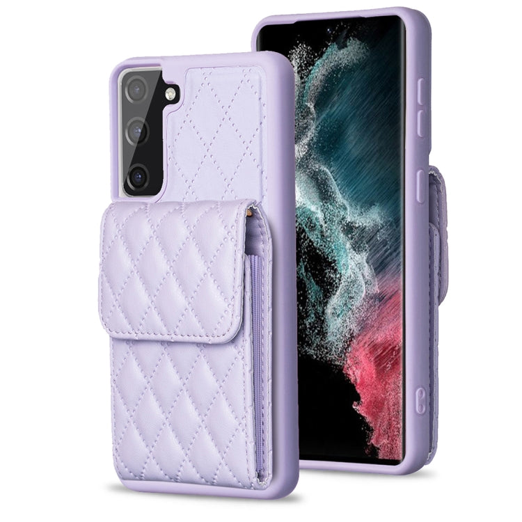 For Samsung Galaxy S21 FE 5G Vertical Wallet Rhombic Leather Phone Case
