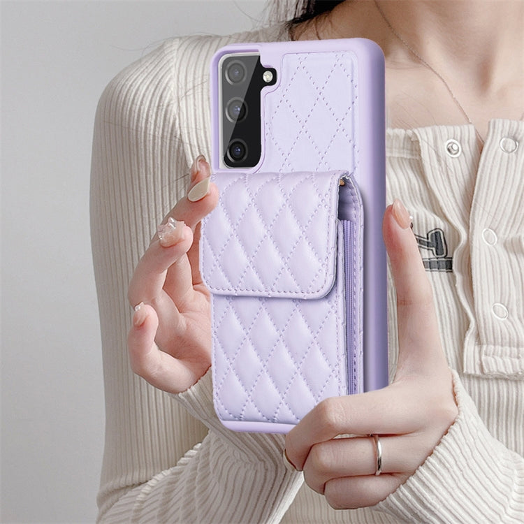 For Samsung Galaxy S21 FE 5G Vertical Wallet Rhombic Leather Phone Case