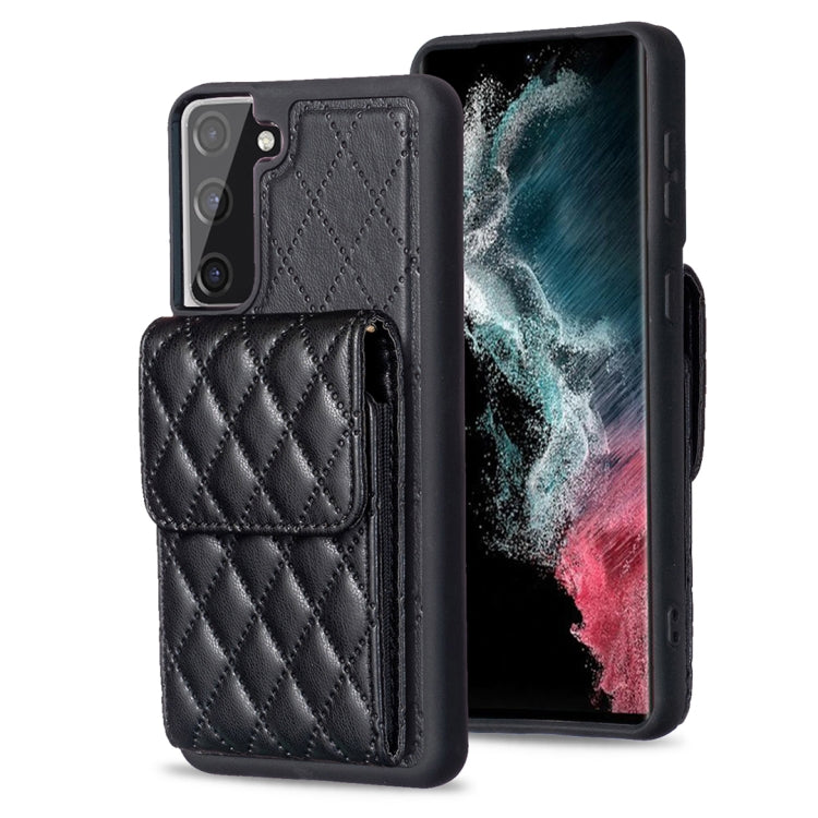 For Samsung Galaxy S21 FE 5G Vertical Wallet Rhombic Leather Phone Case