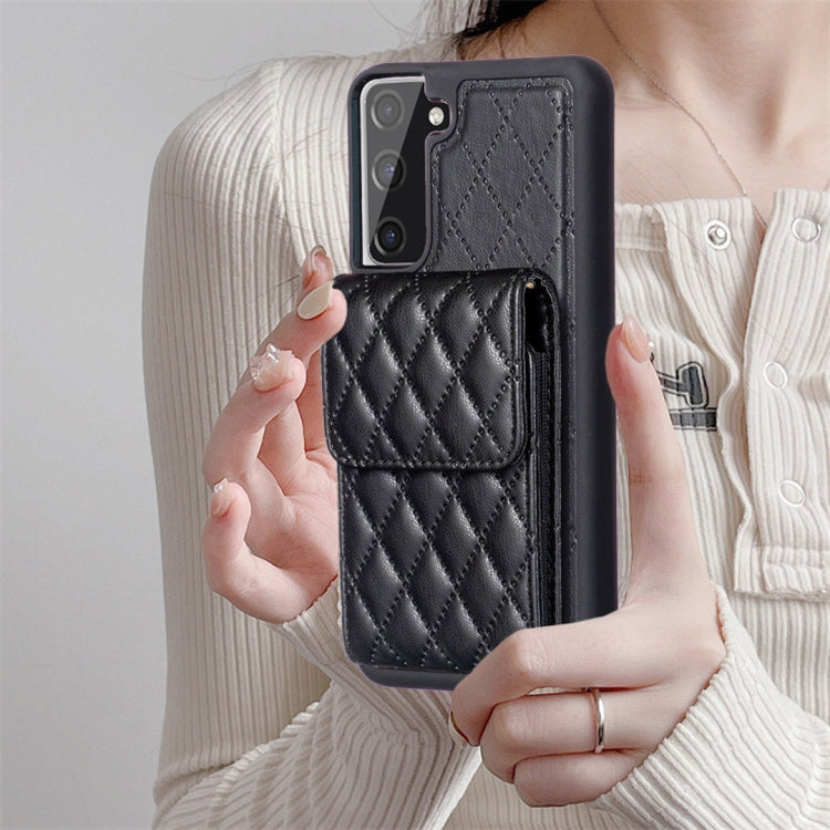 For Samsung Galaxy S21 FE 5G Vertical Wallet Rhombic Leather Phone Case