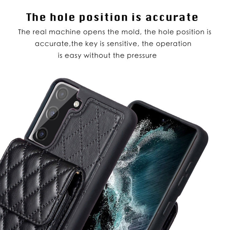 For Samsung Galaxy S21 FE 5G Vertical Wallet Rhombic Leather Phone Case